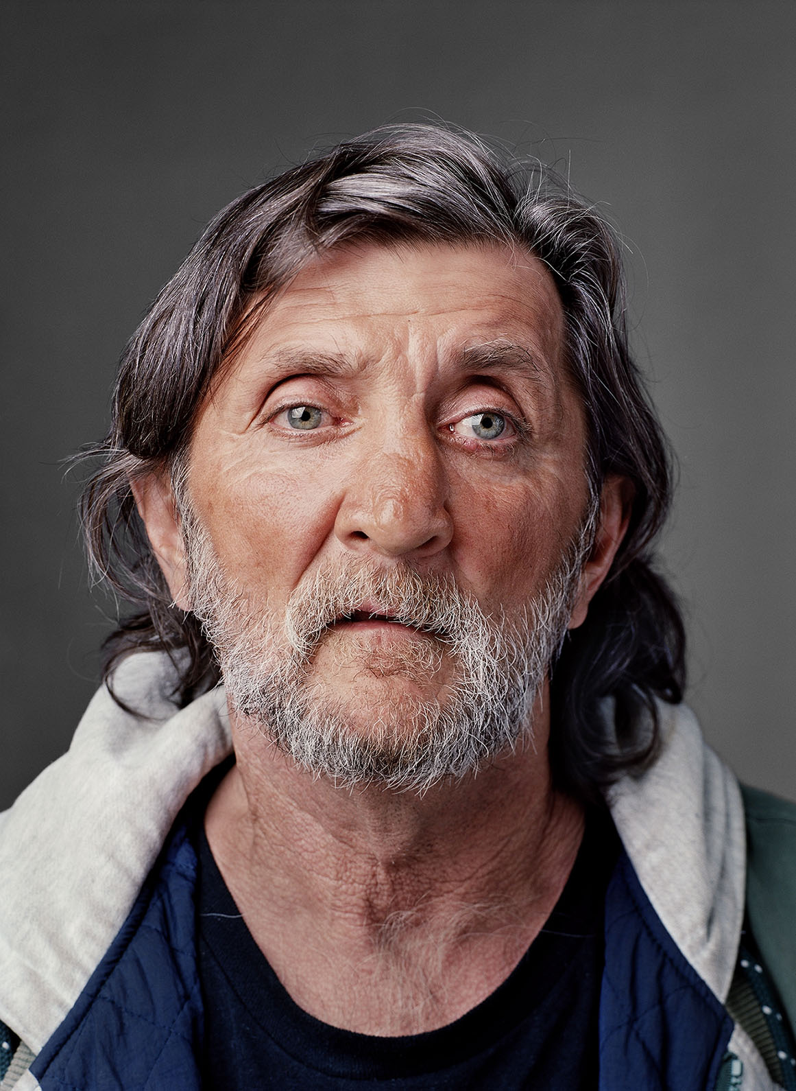 USA. "Down and Out in the South": Studio portraits of homeless people in Atlanta (GA), Columbia (SC) and the Mississippi Delta.  Mo (b. "The Yukon", AK, 1951), photographed in Atlanta, GA, April 2011.